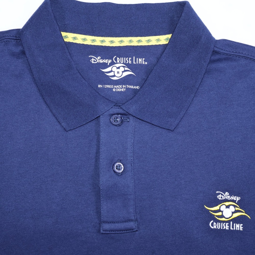 Disney Cruise Line Mens Navy Blue Cotton Short Sleeve Polo Shirt Size Medium